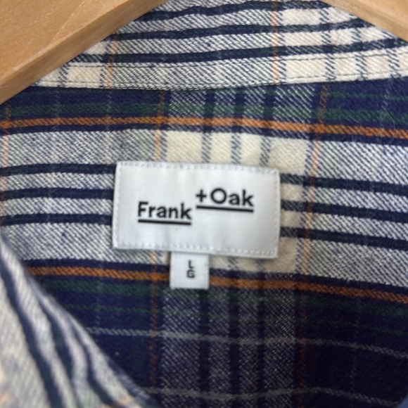 Frank and Oak Plaid Blue Long Sleeve Casual Shirt Size Large - Picture 3 of 7